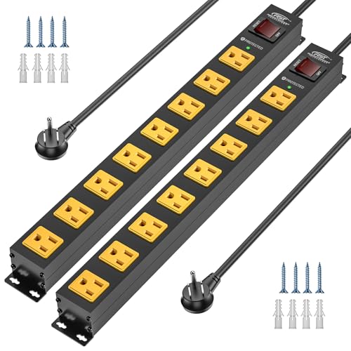 CRST 2 Pack 8 Outlet Metal Heavy Duty Power Strip