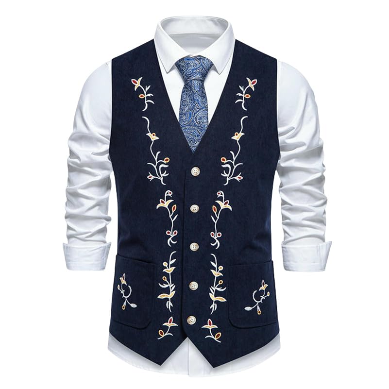 Gilet de costume décontracté pour homme avec broderies haut de gamme de tailleur