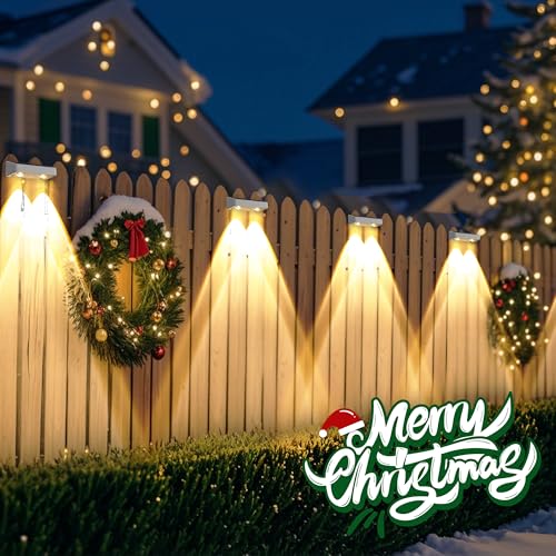 Image of Brizled 12 Pack Outdoor Solar Fence Lights, 11 Modes & 9 Colors Color Changing Fence Solar Lights Waterproof IP65, 100 Lumens Landscape Deck Outdoor Lighting for Backyard Railing Wall Fence Poolside