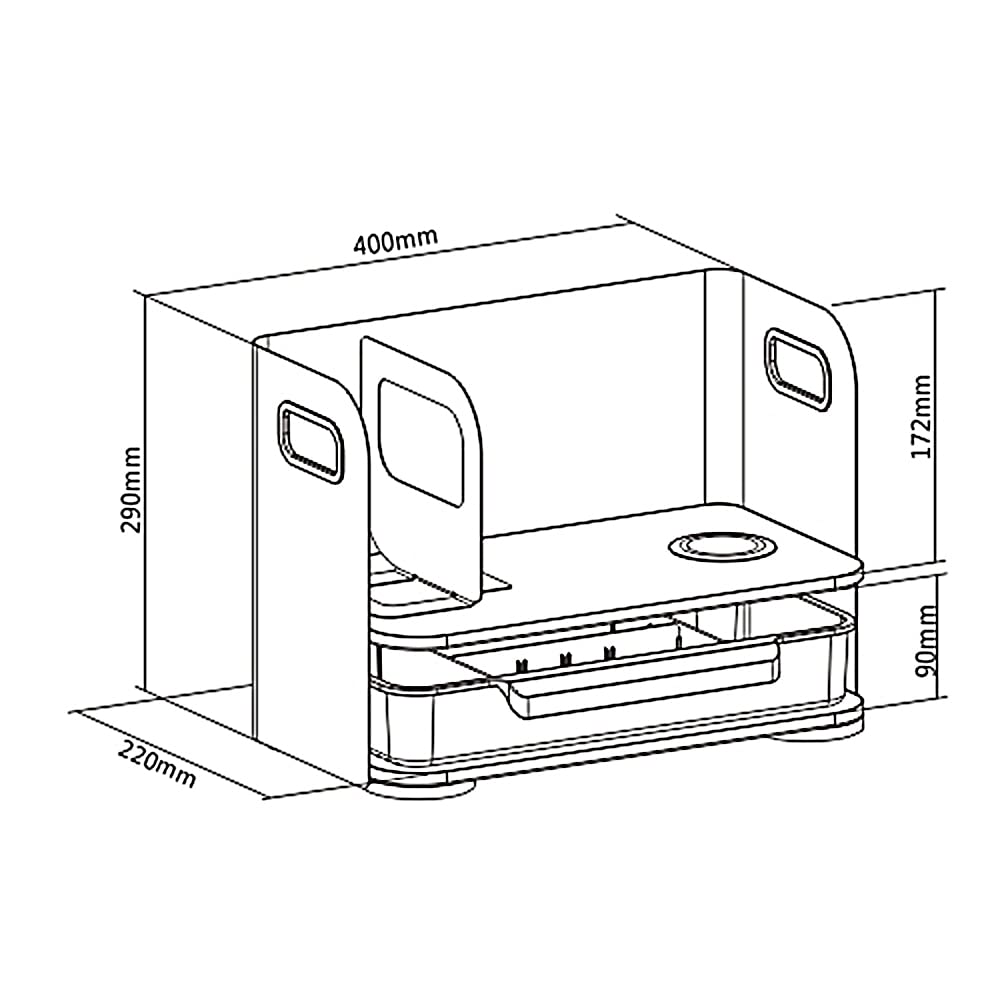 Organizer da scrivania con cassetto e caricatore wireless Qi + organizer da tavolo salvaspazio per accessori | Ideale per ufficio e casa