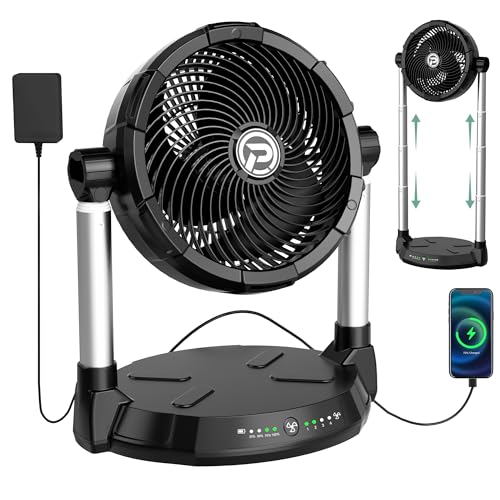40000mAh Battery Fan with 65H Runtime, 12" High-Velocity 4-Speed Floor
