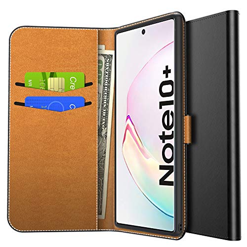 Yocktec Funda para Samsung Galaxy Note 10+/Note 10 Plus, Funda de Billetera Tapa Carcasa de Cuero Ultra Slim PU Case Cover con Bolsillos Tarjetas y Soporte para Samsung Galaxy Note 10 Plus (Negro)