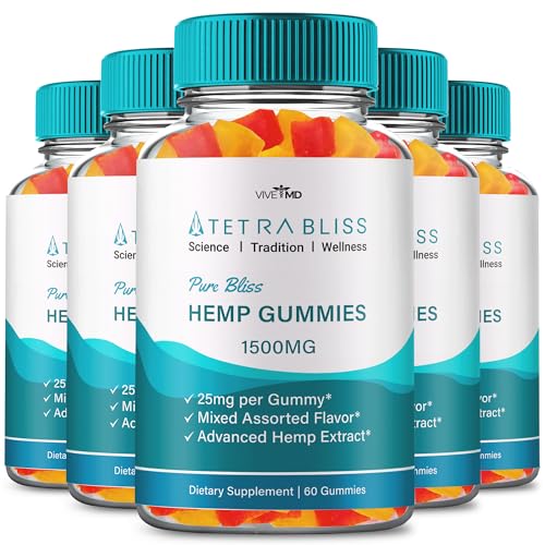 Tetra Bliss Gummies with Hemp Seeds Organic Extract, TetraBliss Gummies, Tetra Bliss Advanced Formula Hemp Gummies - Maximum Strength Tetra Bliss with Natural Hemp Oil, TetraBliss Reviews (5 Pack)