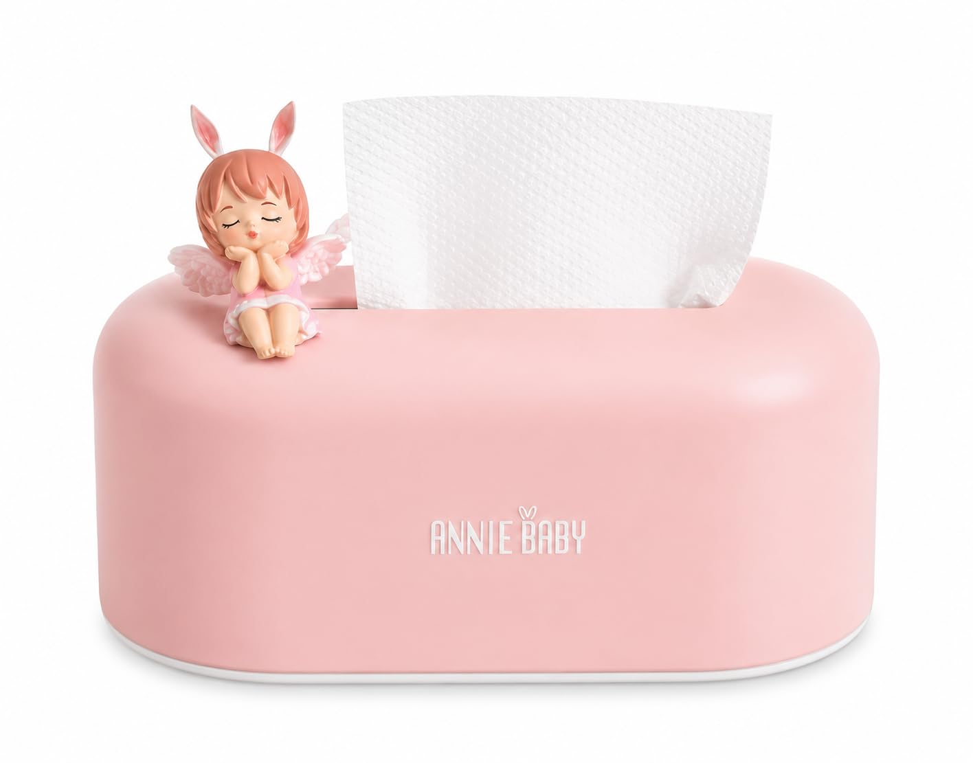 Cute White Tissue Box Cover for Home Decor, Decorative Tissue Holder with Figurine, Premium Tissue Box Organizer for Living Room, Bedroom, Nursery, Office, Bathroom, Fits Standard Tissue Boxes-picture-12
