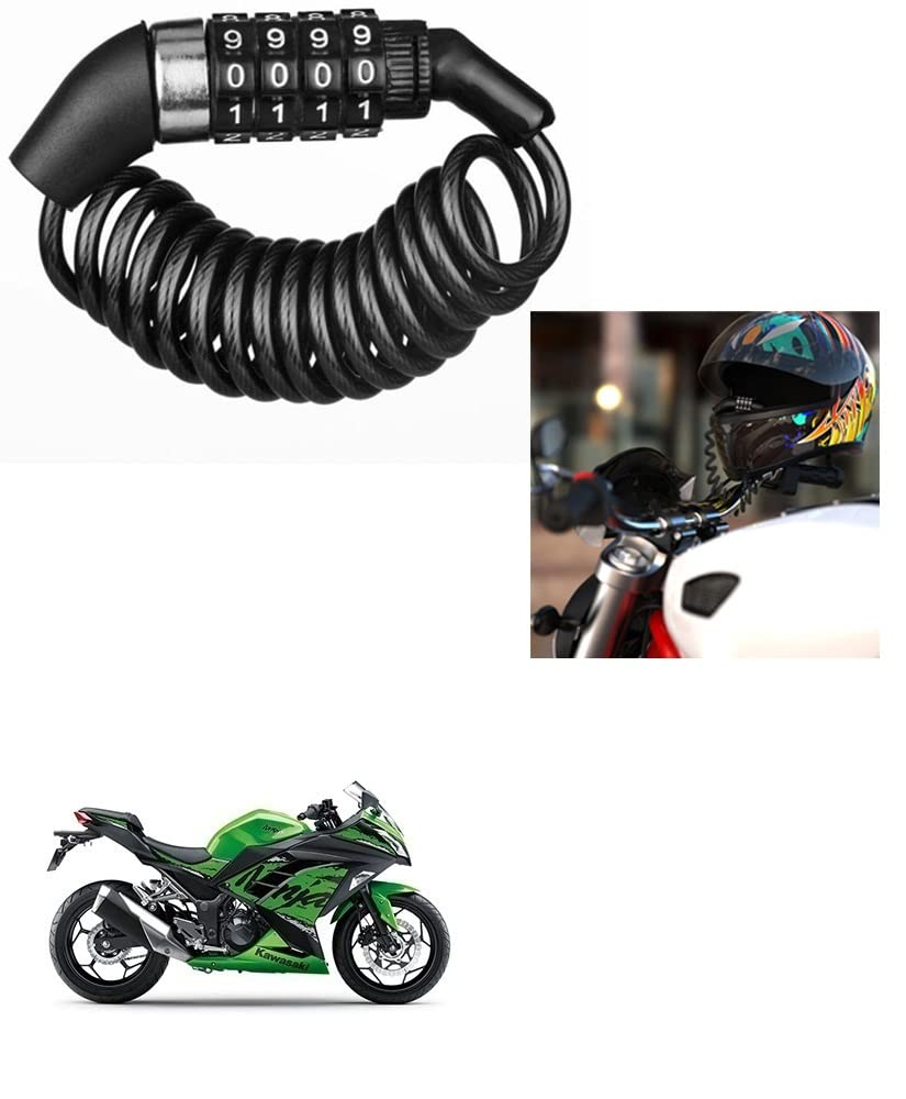 Znee Smart Motorbike & Bicycle Lock 4 Digit Password Anti-Theft Bike Lock Cycling Helmet Code Combination Security Cable Lock for Kawasaki Ninja 300