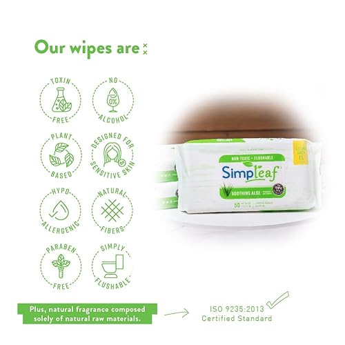 Miniatura 4 de Simpleaf Toallitas húmedas desechables  Respetuosas con el medio ambiente, sin parabenos ni alcohol, hipoalergénicas y seguras para pieles sensibles