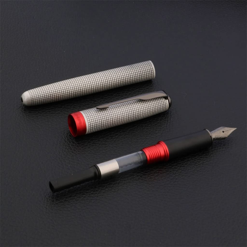 Penna stilografica classica in metallo rosso nero freccia reticolo forniture per ufficio scuola scrittura