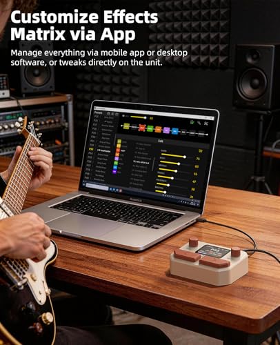 Image of LEKATO Multi Effects Guitar Pedal, with 125 Effects 30 Amp Models & 30 Cab Sims, 40s Looper, Drum Rhythms, Support NAM /IR, USB Audio Interface OTG Function Rechargeable Guitar Effects Pedal (Beige)