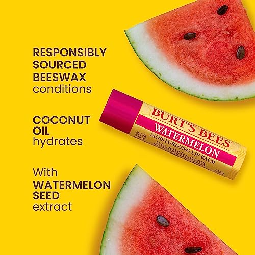 Burt's Bees Lip Balm, Moisturizing Lip Care, 100% Natural, Watermelon (2 Pack) #TOP2