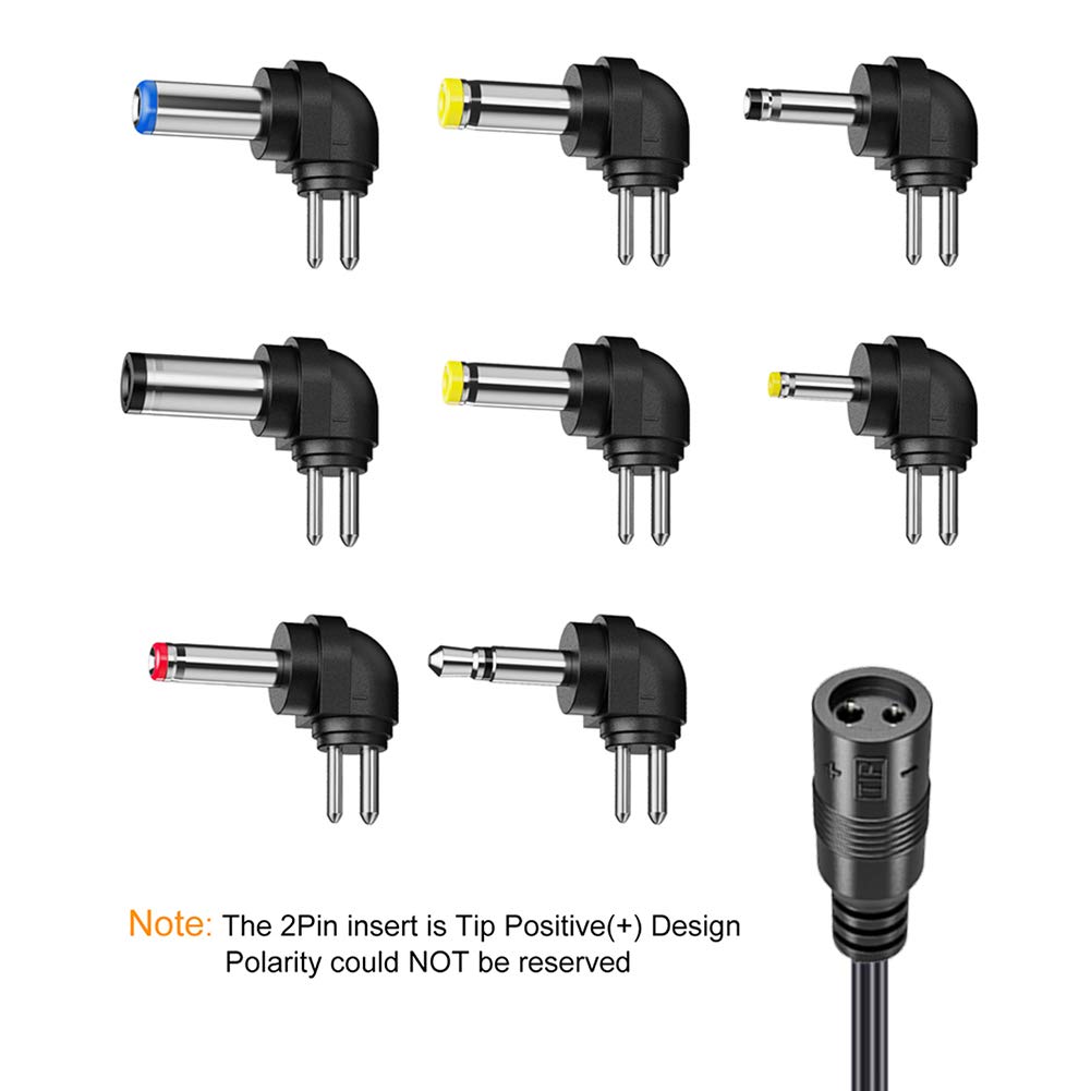 PChero 12W Alimentatore Universale AC/DC con 8 Spine DC, Adatto per Dispositivi da 3V a 12V