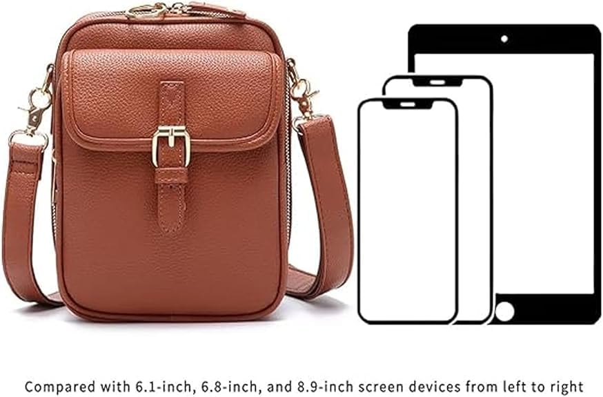 Sculpture Crossbody Leather Bag, Double Layer, with Card Holder, Women's Anti-Theft Vintage Shoulder Messenger Bag2