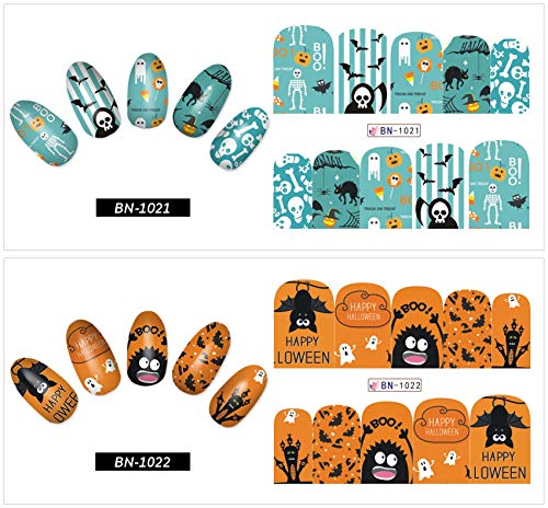 Alexnailart 12 Blätter Halloween Nagelaufkleber Nagel Tattoo Wasser transfer Abziehbilder Nail Art Zubehör Maniküre… – Bild 8