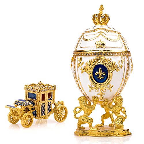 Vtry Russian Style Decorative Easter Egg 6.6 Extra Large White