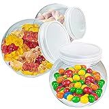Nimoss Candy Jars with Lids 3 Pack - Plastic Candy Jars for Candy Buffet - Cookie Jars for Kitchen Counter - Clear Containers for Pantry, Candies, Homemade Cookies - 48 oz