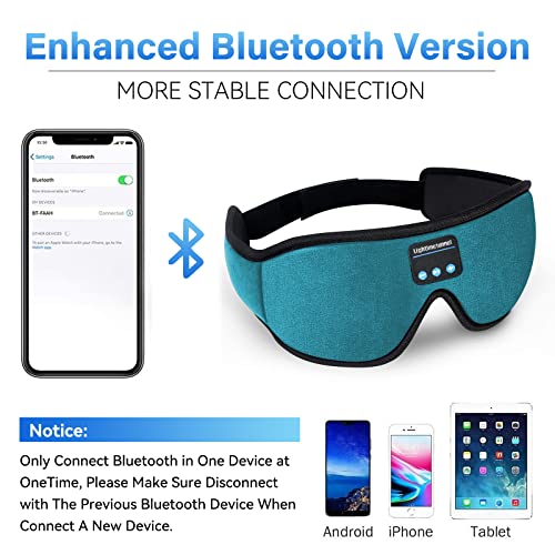 LIGHTIMETUNNEL Sleep Headphones, 3D Bluetooth Sleep Mask, Washable Sleeping Headphones with Ultra Thin Stereo Speakers Microphone Hands Free for Insomnia Travel