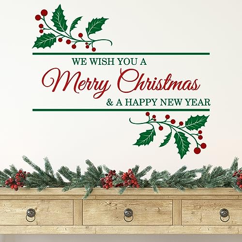 34.25 x 29.92 Inch Merry Christmas Wall Decal Happy New