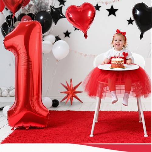 Image of TONIFUL 3rd Birthday Balloons Kit 40 Inch Red Large Number 3 Foil Balloon | with 18Inch Helium Mylar Heart Star Balloons for Kids Women Men Birthday Anniversary Graduation New Year Eve Party Decoration