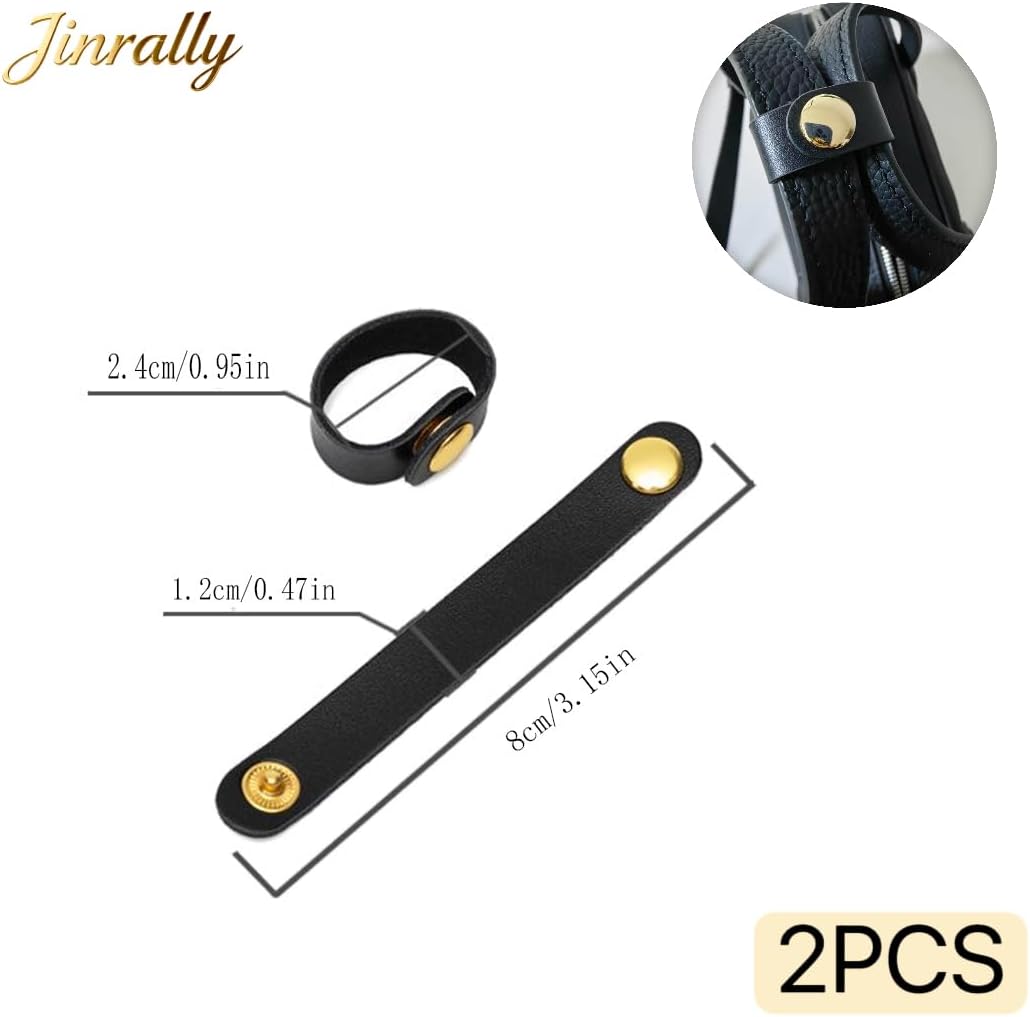 Jinrally 2Pcs Leather Bag Clips, Strap Buckles Anti-Slip Connectors, Black image 2