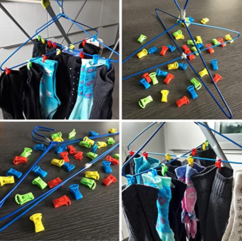 Alcrea® 44 GRÖSSERE Sockenklammern für Waschmaschine und Trockner, EXZELLENT Preis-Leistungs-verhältnis, lesen, für Dicke Socken. Mit GRÖßEREM Haken für die Wäscheleine. Kompletter Sockenzyklus.