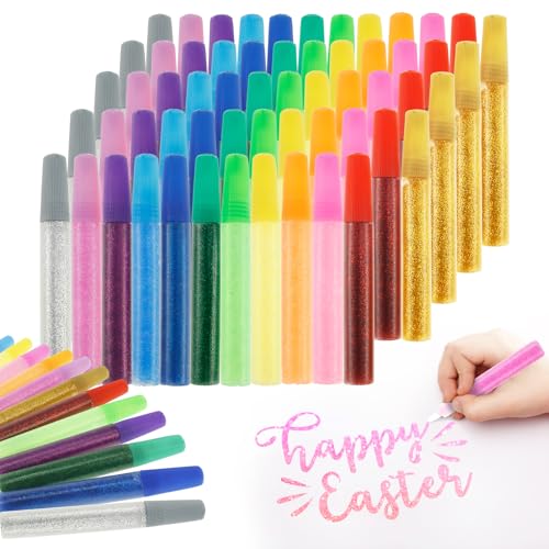 72 Pcs Glitter Glue Pens 12 Colors Sticks Bulk Colouring Pens for Kids Adults DIY Crafts Card Making, Poster, Album, Birthday Card and More