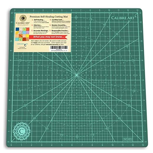 Calibre Art Rotating Self Healing Cutting Mat, Perfect for Quilting & Art Projects, 14x14 (13" Grid)