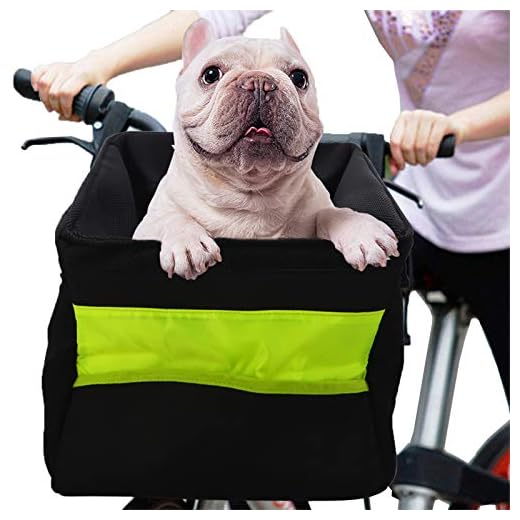 GreeSuit Dog Bike Basket Safety Small Dog Cats Bicycle Handlebar Basket Bag Pet Carrier, Folding Detachable with Shoulder Strap and Side Pockets
