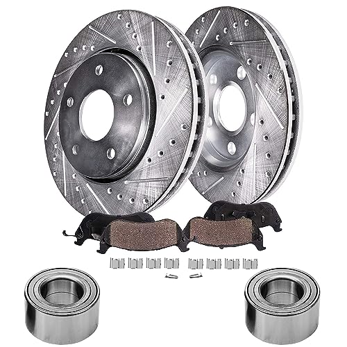 Image of Detroit Axle - FWD Front Wheel Bearings Brake Kit for 07-09 Ford Edge | Lincoln MKX 2007 2008 2009, Disc Brake Rotors Ceramic Brake Pads Wheel Bearings Replacement