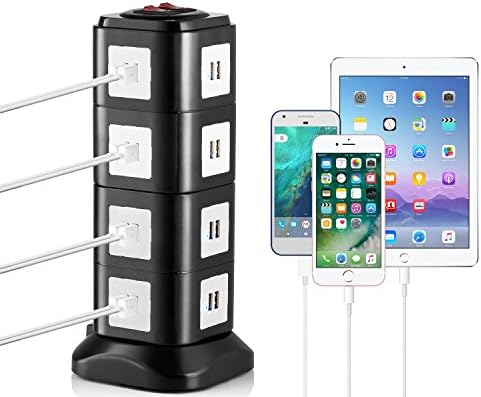 Yubi Power Electronic Charging Station 32 Port Universal USB - Tower Device Charging Station for Apple iPhone, Android Devices, Other USB Compatible Devices. Magnetic Base& Auto-Adjust Charging