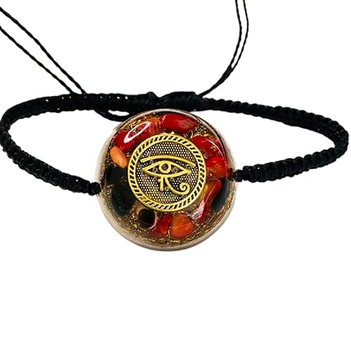 Orgone Bracelets Eye of Horus Amulet Protection Orgonite Black Tourmaline Pyrite Chackra Healing Crystals Men Women Yoga Meditation Reiki SBB Coil