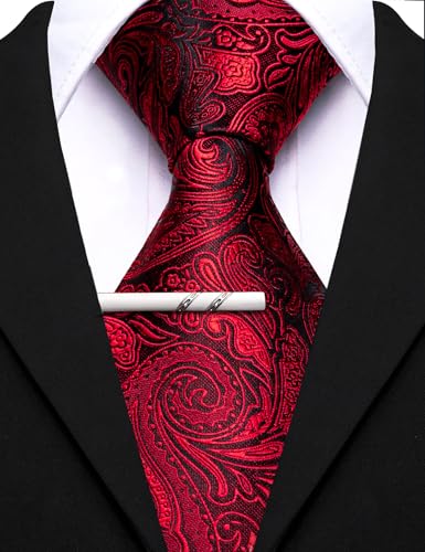 Image of Barry.Wang Mens 6 PCS Ties Silk Striped Paisley Check Necktie Silky Woven Wedding Business Party Ties
