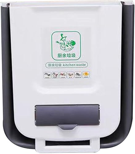 Cubo de basura de plástico para cocina, cubo de basura pequeño con tapa, cubo de compost, organizador de basura pequeño plegable para armario, baño,