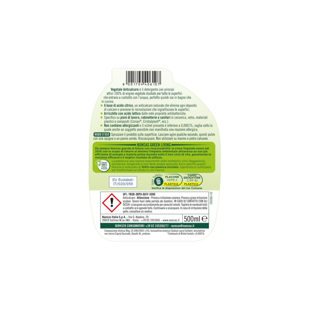 Nuncas Vegetale - Detergente Anticalcare - 500ml