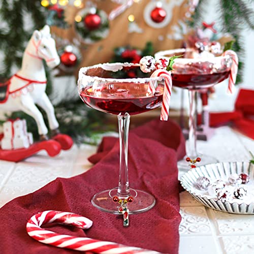 Wonlex Christmas Wine Glass Charms Set Of 12, Tags Identification, Wine Charm Rings Beaded For Stem Glasses, Wine Glass Tags For Bachelorette Tasting Party, Xmas Theme Drink Markers (Christmas 01) #TOP3