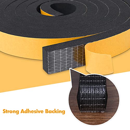 Kapoosy Adhesive Foam Tape 1/2 Inch W X 1/4 Inch T Gasket Seal Foam Tape，Door Draught Excluder For Door Window, Door Draft Excluder, Total Length 26 Feet (13Ft X 2 Rolls) #TOP2