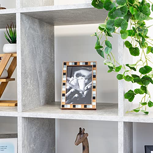 Happy Homewares Contemporary Rose Gold Plastic Mosaic Style 4X6 Picture Frame With Square Stained Glass Stones For Wall Or Table | Portrait Or Landscape #TOP6