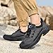 Men's Genuine Leather Platform Leisure Hiking Shoes Fashion Round Toe Lace-Up Lightweight Non-Slip Outdoor Mountain Trainers (10,Gray)