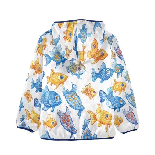 Colorful Cartoon Fish Toddler Fleece Jacket Girl Boys Hooded Fleece Jacket Coat Warm Outwear Zip-up 3-10T2