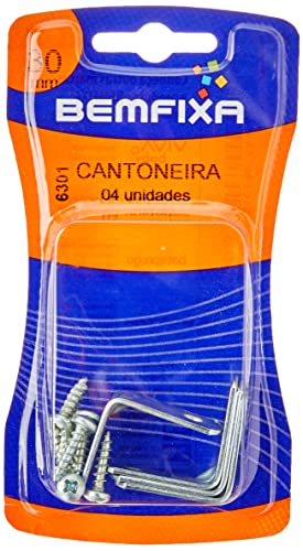 Bemfixa 6301 Cantoneira com Parafuso, Zincado, 30 mm, 4 unidades