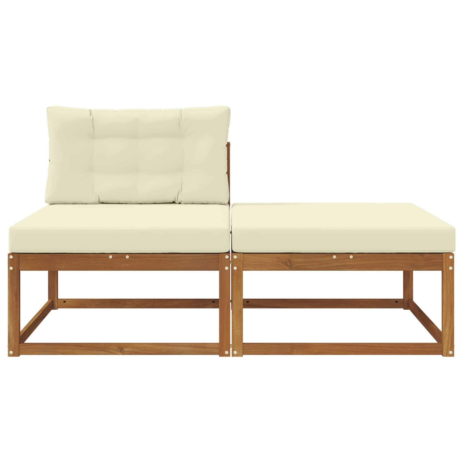 Set di 2 divani componibili con cuscini, set di mobili da giardino, per esterni, resistente alle intemperie, per giardino, terrazza, balcone, centro + poggiapiedi