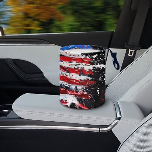 Image of Pensura Oil Painting American Flag Car Trash Can Multipurpose Collapsible Trash Container Car Organizer Mini Trash Can for Car Car Seat Back Use for Women Interior