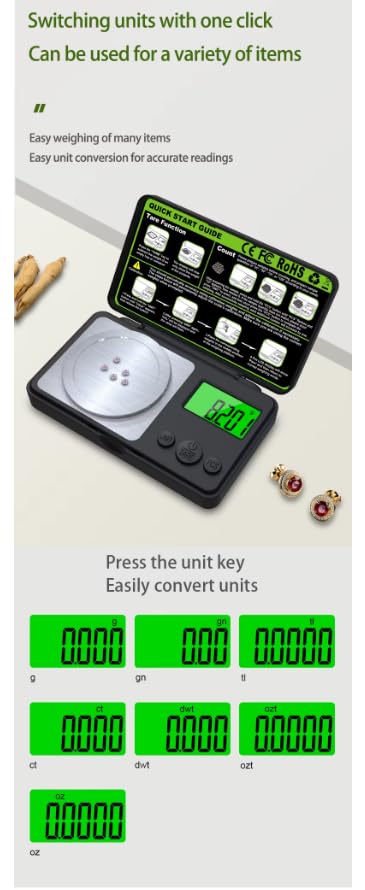 100G/0.01 Digital Pocket Scale Portable ABS Weight Scale with Large LCD Backlight Weighing Tools
