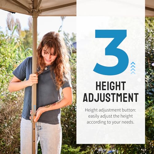 CROWN SHADES 13x13 Pop Up Gazebo with Mosquito Nettings, Patented Center Lock 6-Sided Portable Gazebo, 300D Silver-Coated Fabric UV Resistant, Pop Up Canopy Tent for Patio, Party, Beige&Coffee - Image 4