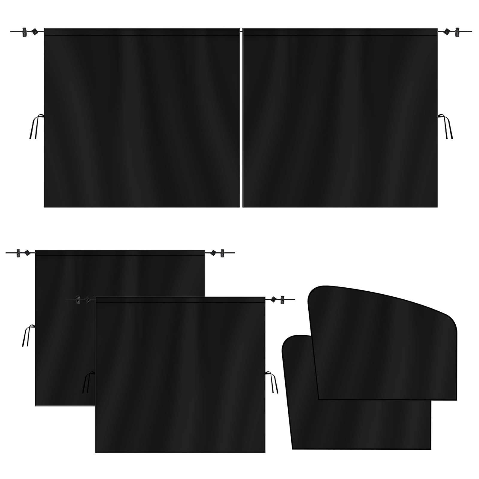 VANPET Lot de 5 Rideaux de Voiture en Tissu bloquant la lumière à 99% pour sièges arrière et fenêtres latérales - pour berline, SUV - pour Voyage, Camping - Lot de 5 Rideaux de Voiture Extra Larges