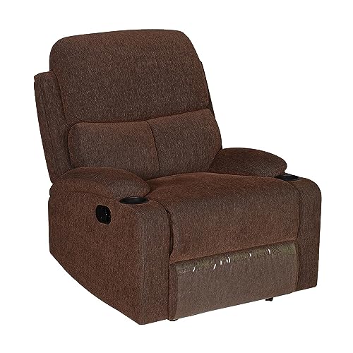 Image of Torque - Simon 1 Seater Fabric Manual Recliner | Recliner Sofa /Chair for Living Room, Bedroom, Office (Brown) | 1 Year Warranty