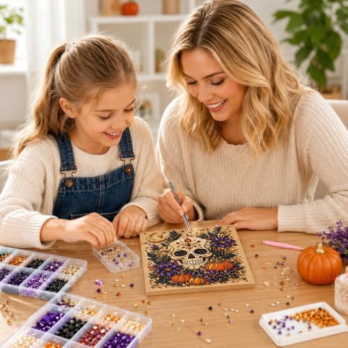 Halloween Diamond Art Kit Pearl Painting Craft Party Favors Gifts Skeleton - image 4
