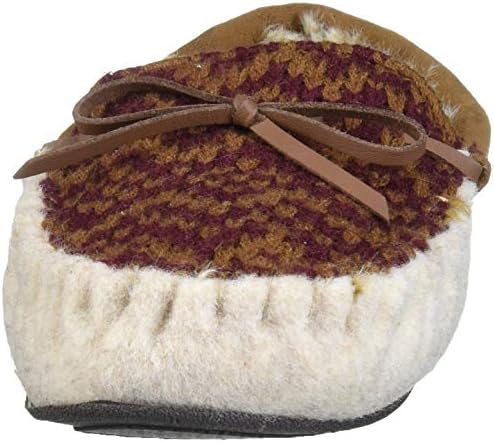 Dearfoams Women's Felted Microwool and Fairisle Knit Moccasin Slipper, Oatmeal Heather, X-Large Standard US Width US | Image 1