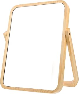 TIDTALEO Wooden Desk Vanity Mirror with 360° ...