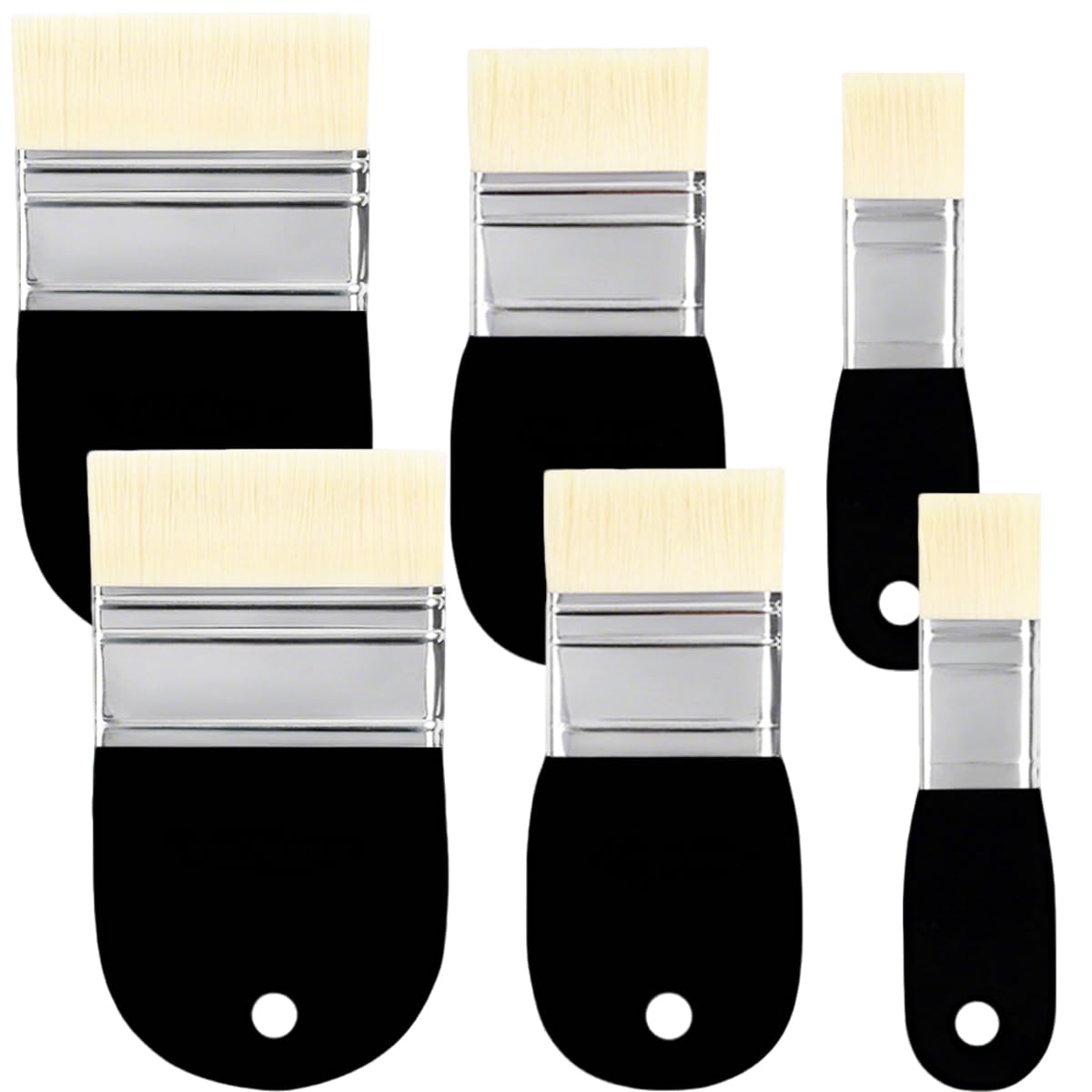 6 PCS Flat Paddle Paint Brushes Short Handle Paint Brush Nylon Bristles Painting Set Flexible Paintbrush Painting Tool for Acrylic Oil Paint Varnishes Watercolor Painter Students Artist