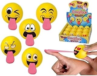 joka international GmbH 10x Mitbringsel Sprungball mit Strechzunge Happy Face 16446, Kindergeburtstag, Partyspass