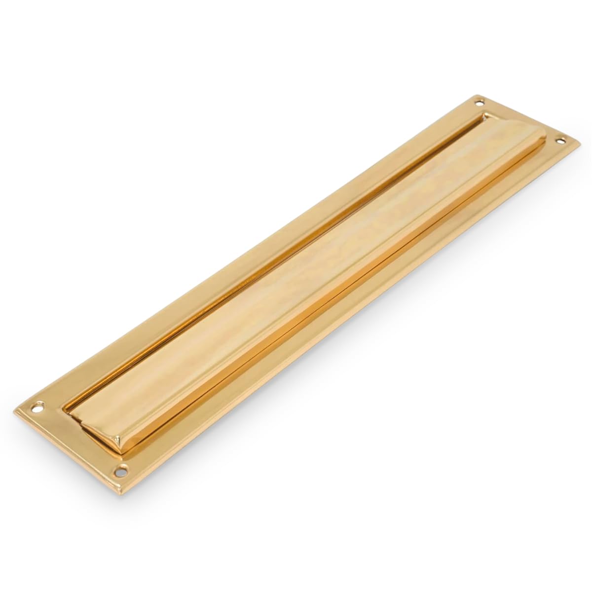 Amig - Passe-Lettres Doré Mod. 2 - Volet pour Murs ou Portes - Réceptacle à Courrier Con Capot en Laiton - 342 x 73 mm - Ouverture: 312 x 43 mm - Couleur Or Poli - Fente pour Lettres